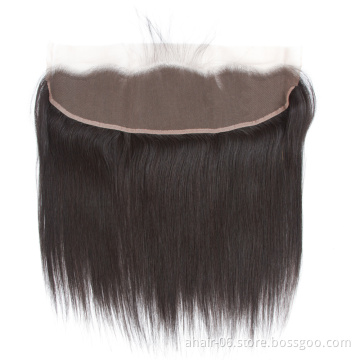 Very Full And Soft 10A 13x4 Swiss Lace Natural Color 100% Brazilian Virgin Human Hair Straight 10"-20" Lace Frontal
